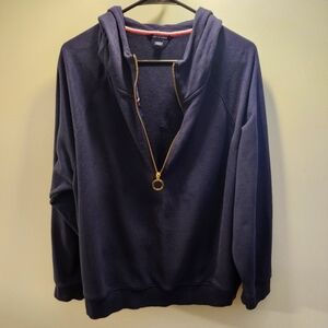Tommy Hilfiger XXL Dark Navy Blue Hoodie, 1/2 Zipper Closure, %100 Cotton